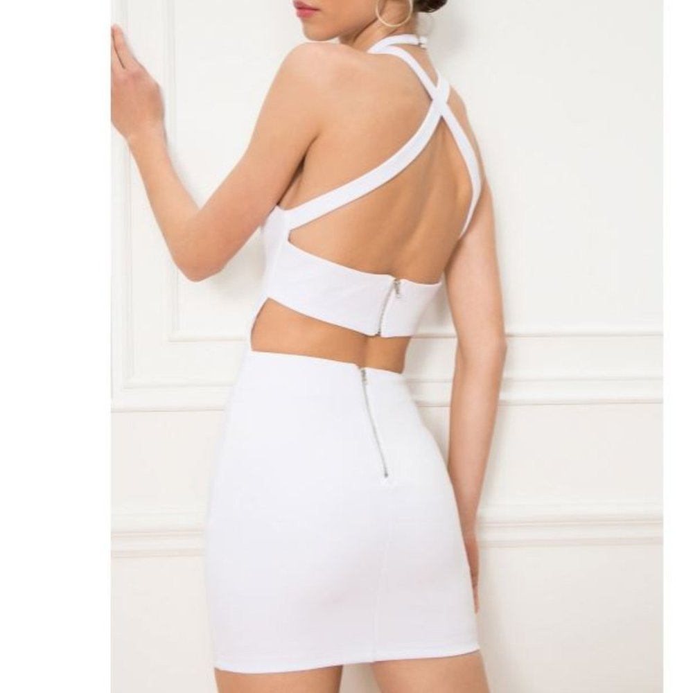 Superdown White Halter Mini Dress